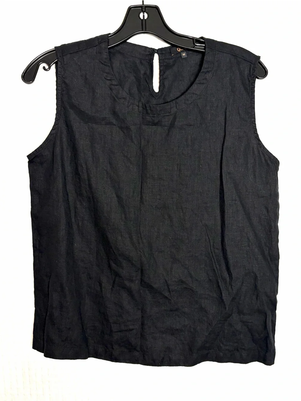 Quince Women 100% Linen 2-pc SET Black Tank Top Size M Tan Brown Pants Size L